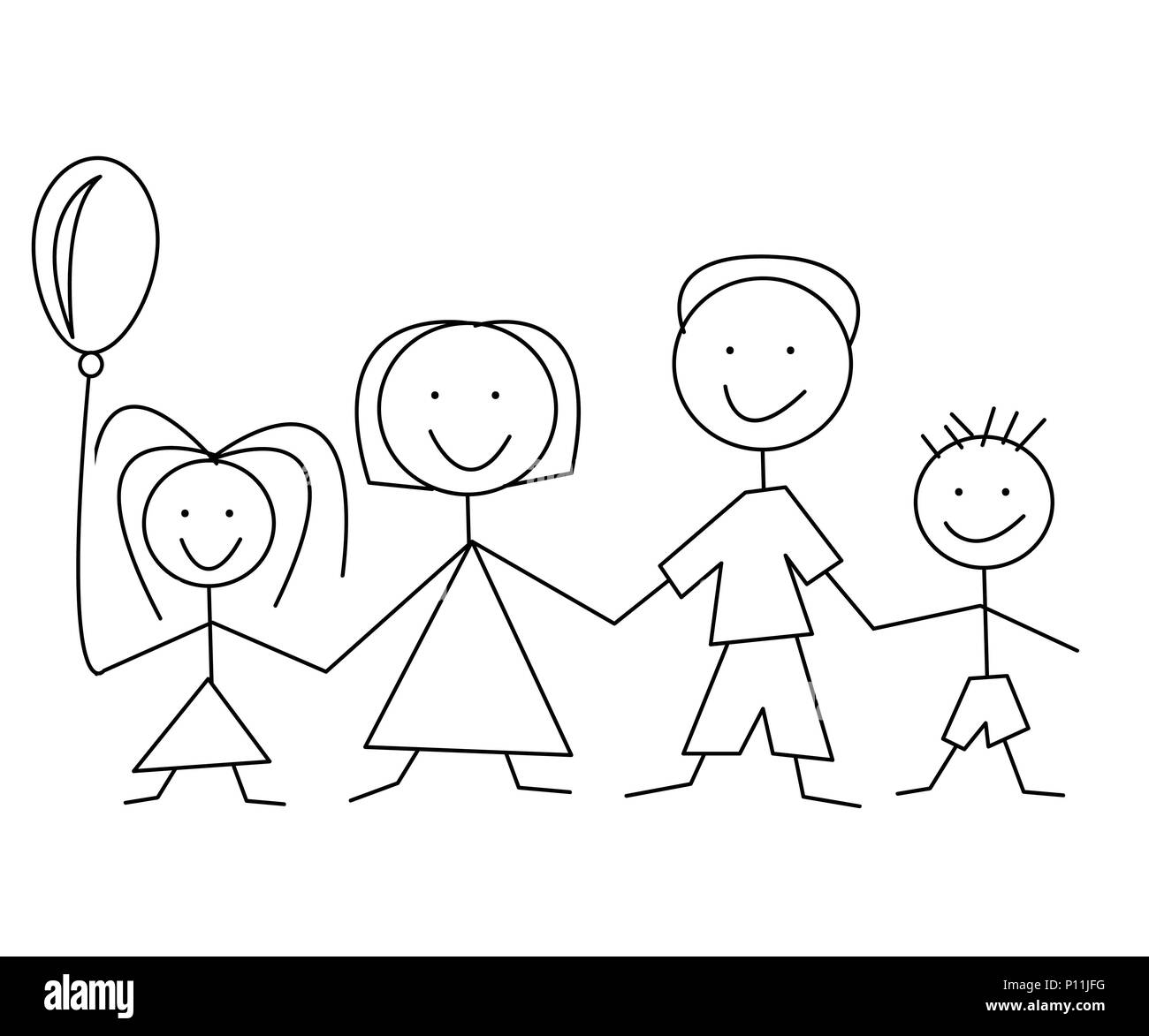 Caricature de la famille de la bande dessinée Illustration de Vecteur