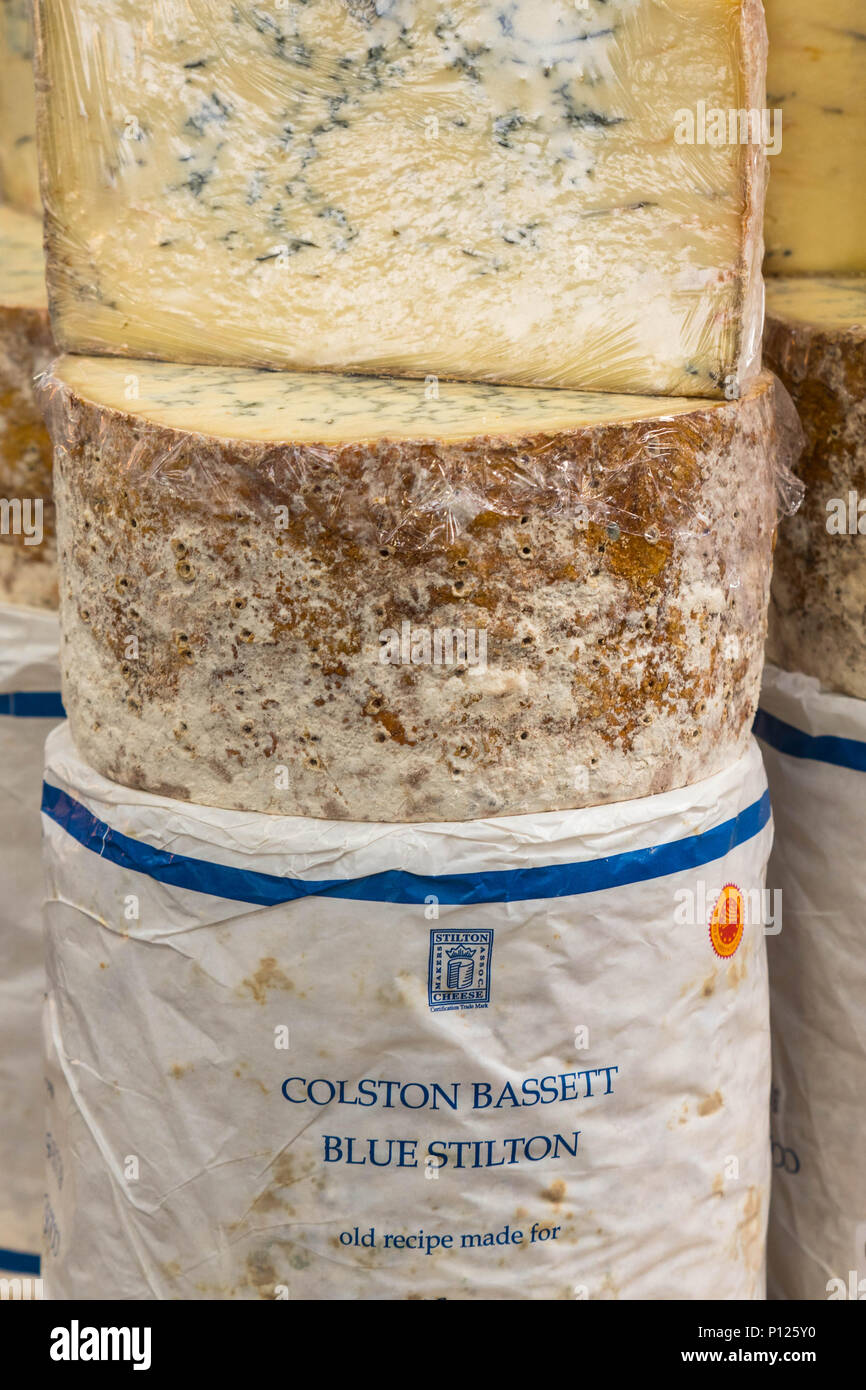 Blue Stilton cheese, affichage à Malvern Worcestershire Festival du printemps. Mai 2018 Banque D'Images