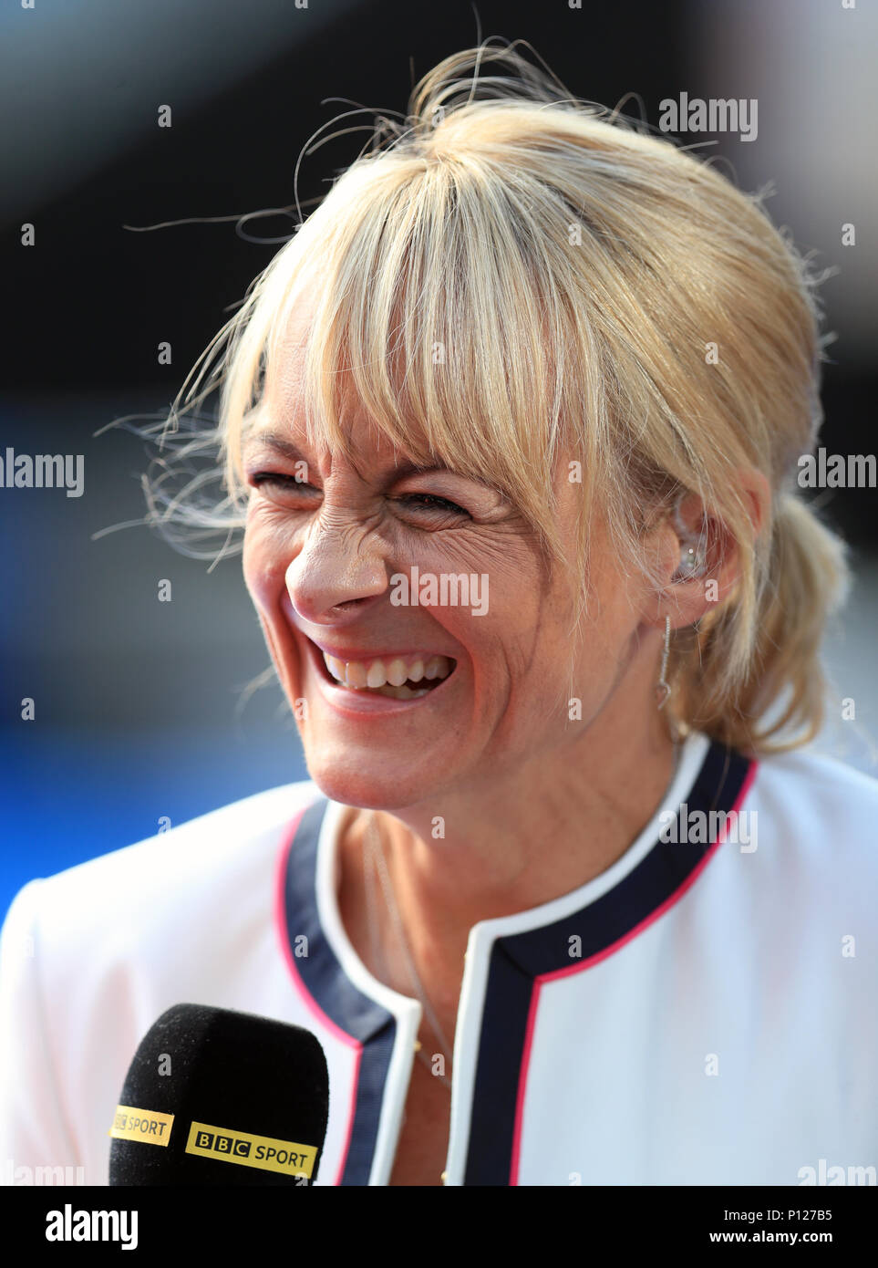 Présentateur de la BBC Louise Minchin au cours de la série mondiale de triathlon ITU 2018 cas à Leeds. ASSOCIATION DE PRESSE Photo. Photo date : dimanche 10 juin 2018. Histoire voir l'activité de Leeds de triathlon. Crédit photo doit se lire : Mike Egerton/PA Wire Banque D'Images