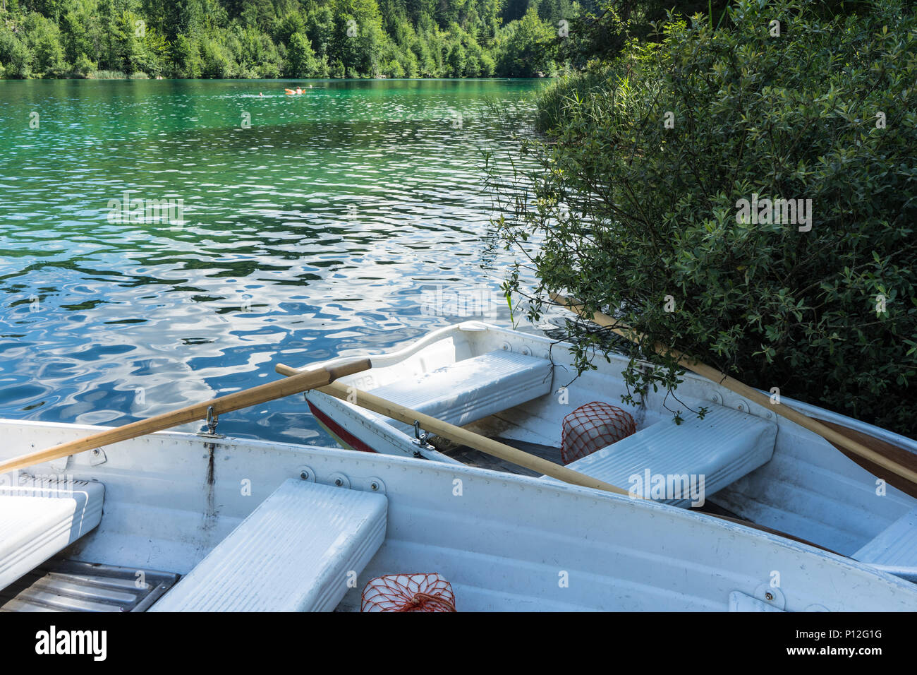 Bateaux sur crestasee ou lac cresta flims en suisse Banque D'Images
