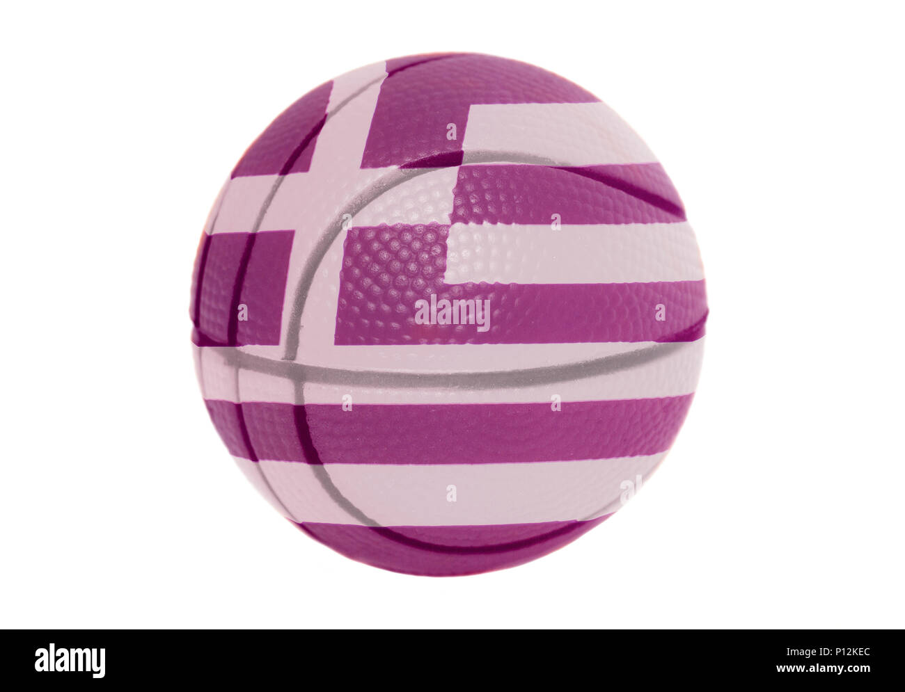 Drapeau de la Grèce le volley ball isolé sur fond blanc Banque D'Images