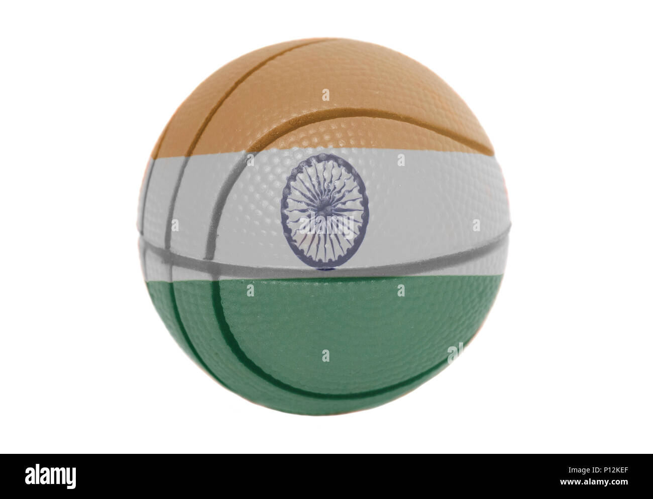 Drapeau indien sur volley-ball ball isolé sur fond blanc Banque D'Images