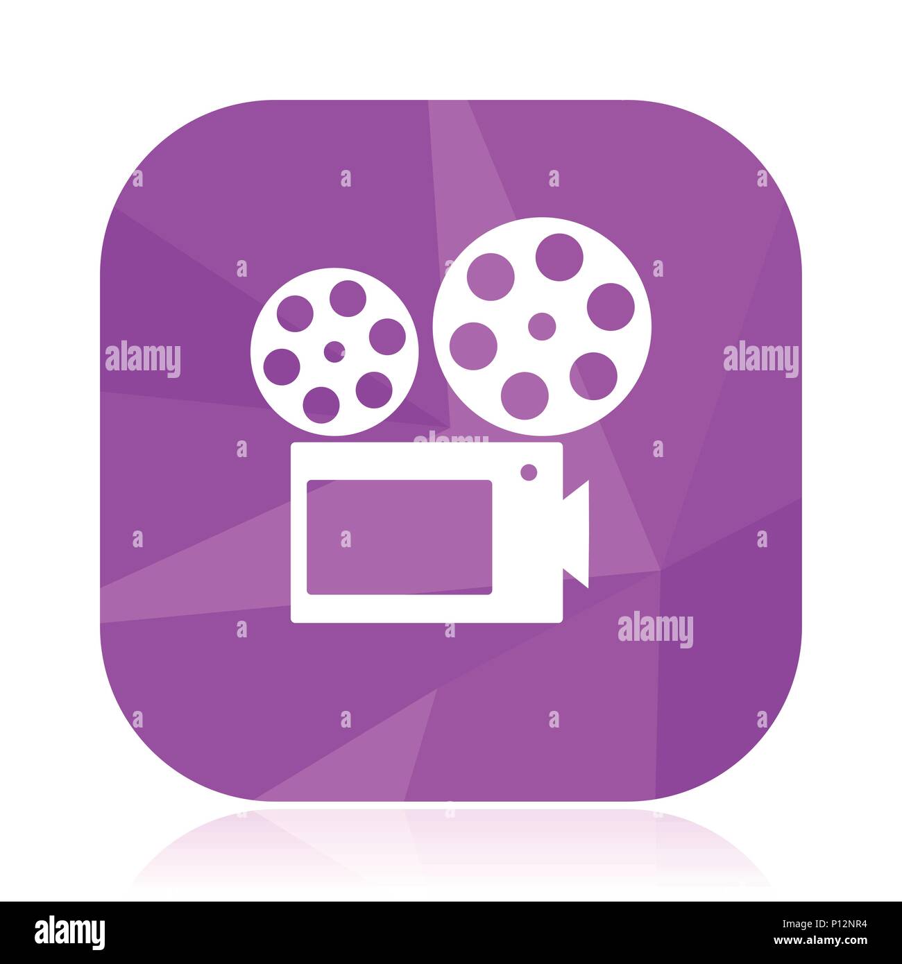 Movie flat vector icône. Violet bouton web cinéma. Internet vidéo square signe. La conception moderne du film en format eps 10 symbole. Illustration de Vecteur