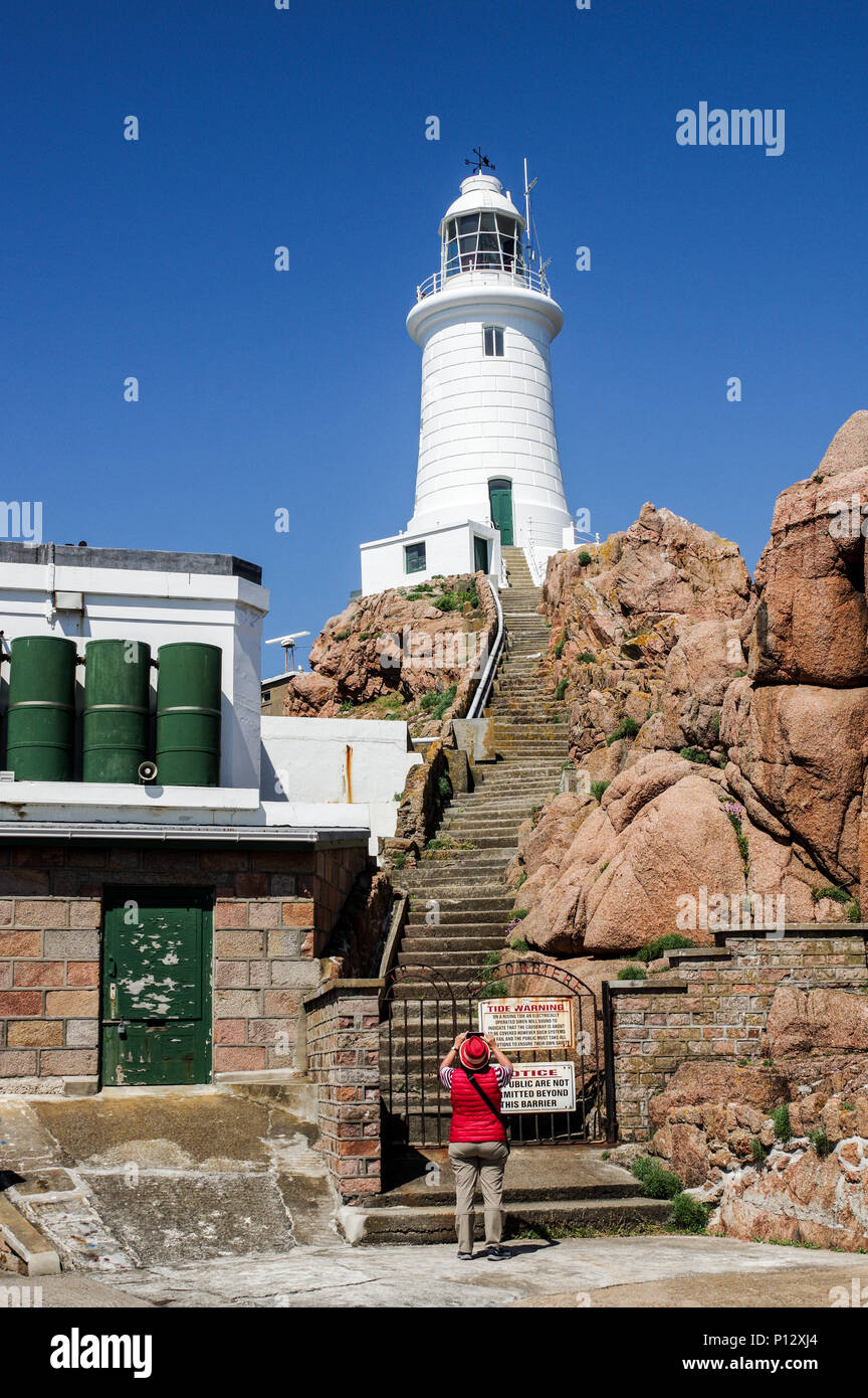 Belle La Corbière Lighthouse à St Brelade - Jersey, Channel Islands Banque D'Images