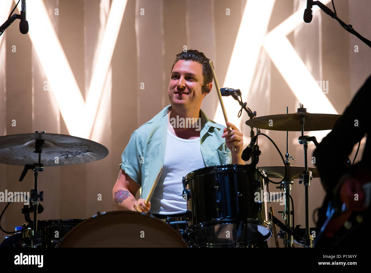 Barcelone - 2 juin : Matt Helders, batteur des Arctic Monkeys (rock band), se produit en concert au Primavera Sound Festival le 2 juin 2018 à Barcelone, Banque D'Images