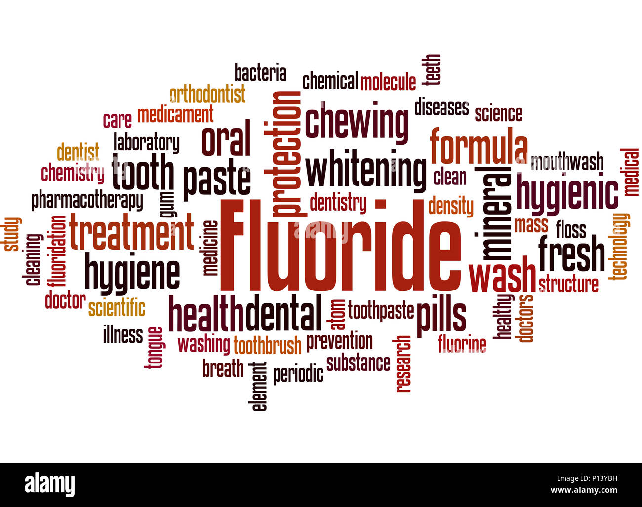 Le fluorure, mot concept cloud sur fond blanc. Banque D'Images