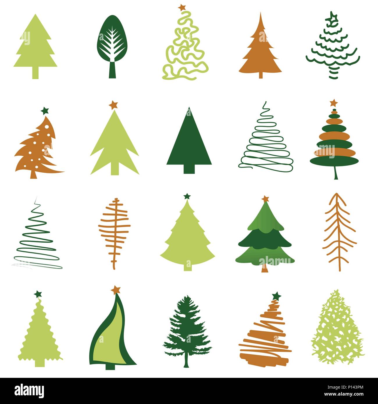Arbre de Noël icon set Illustration de Vecteur