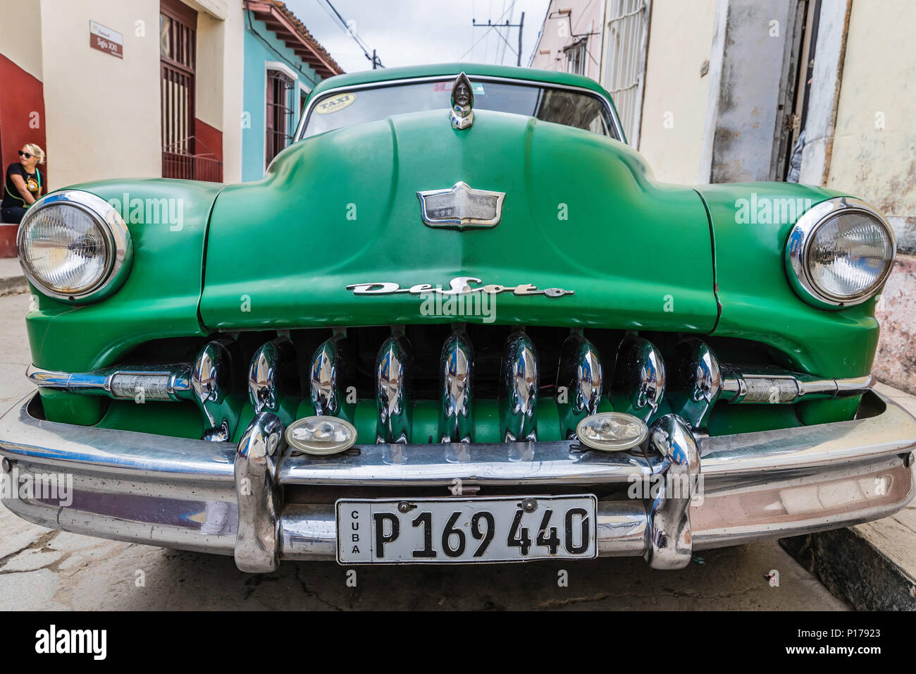 Un millésime 1950 De Soto américains travaillant comme taxi dans le patrimoine mondial de l'Unesco ville de Trinidad, Cuba. Banque D'Images
