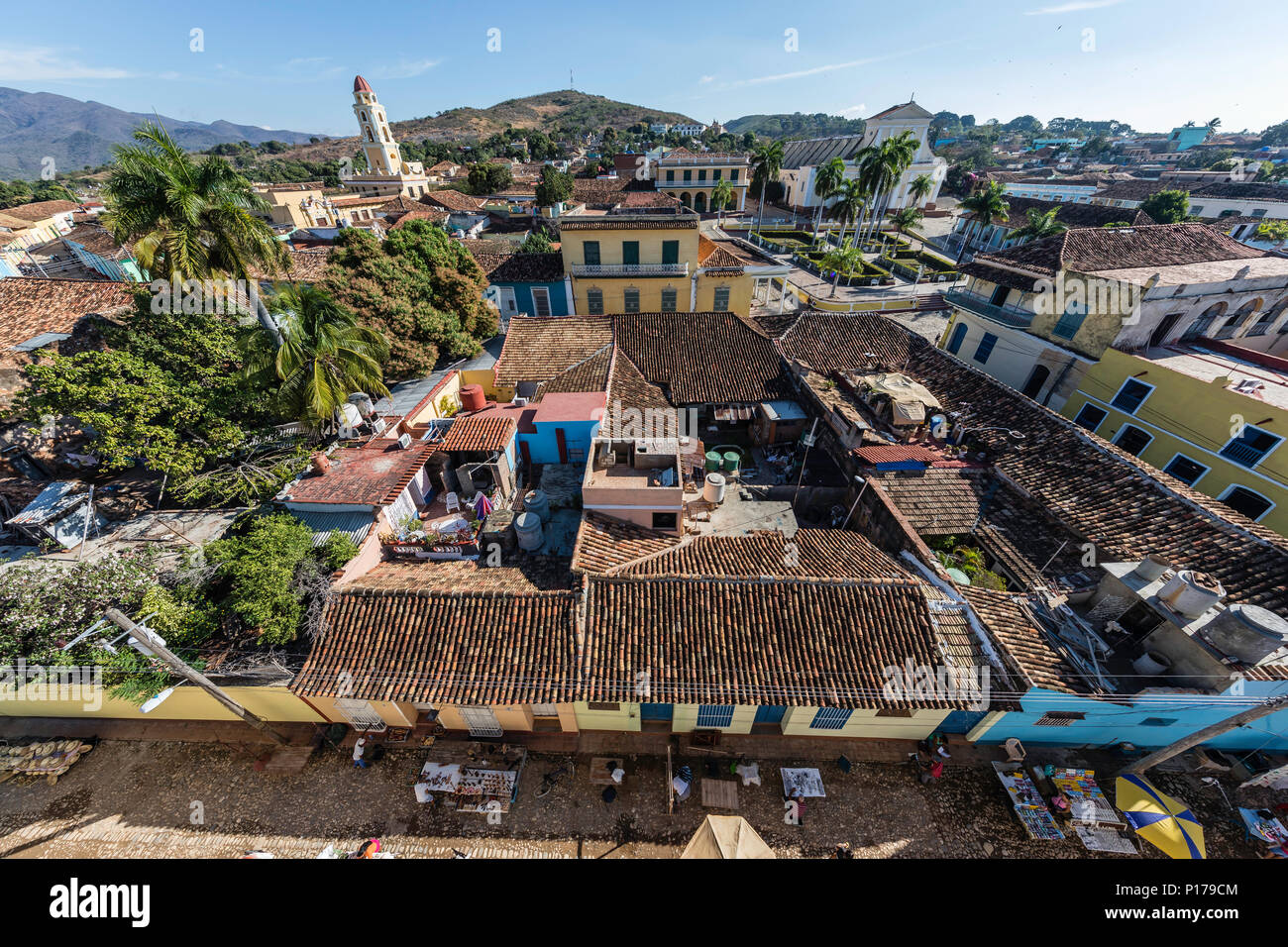 Le Convento de San Francisco et Plaza Mayor dans le patrimoine mondial de l'Unesco ville de Trinidad, Cuba. Banque D'Images