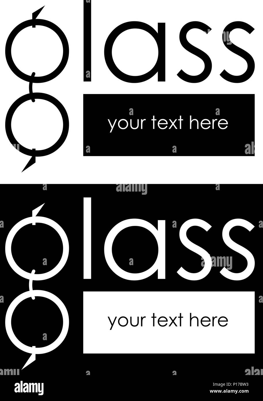 Lunettes dans le texte, Word logo minimaliste en verre Illustration de Vecteur