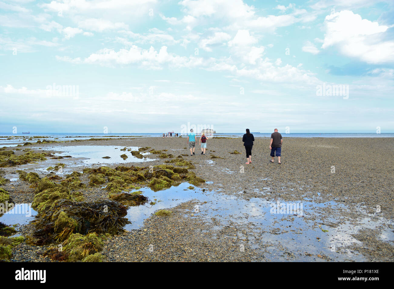 St Helens Beach sur l'île de Wight au début de la marche 2017 fort Bembridge. Banque D'Images