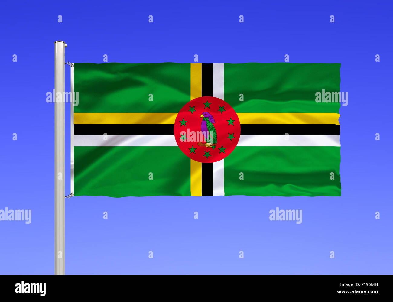 Pavillon de la Dominique, pays insulaire, Petites Antilles, des Caraïbes, de l'Est , Flagge von Dominique, Inselstaat, Kleine Antillen, oestliche Karibik, Banque D'Images