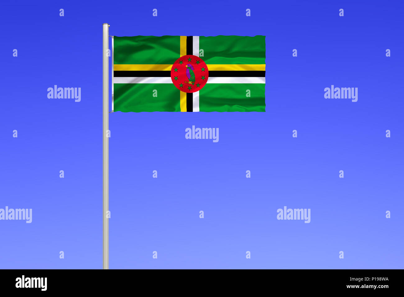 Pavillon de la Dominique, pays insulaire, Petites Antilles, des Caraïbes, de l'Est , Flagge von Dominique, Inselstaat, Kleine Antillen, oestliche Karibik, Banque D'Images