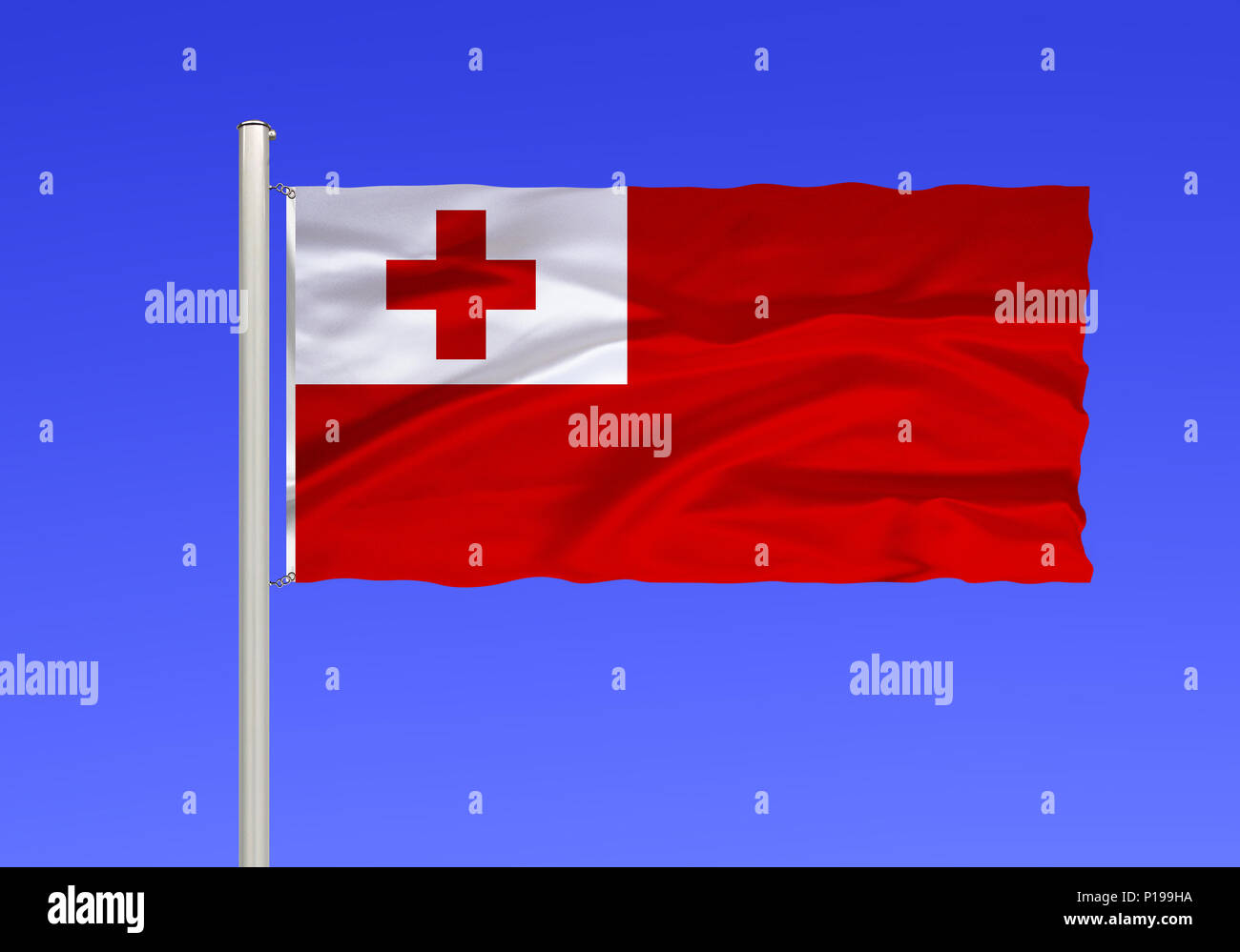 Pavillon de Tonga, Polynésie Française, Pacifique Sud, , Flagge von Tonga,  POLYNESIEN, Suedpazifik Photo Stock - Alamy
