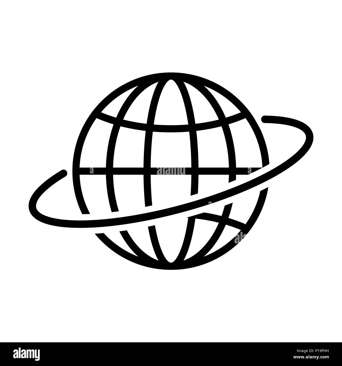 Dans l'icône Globe contours style plat. Symbole de la terre Illustration de Vecteur