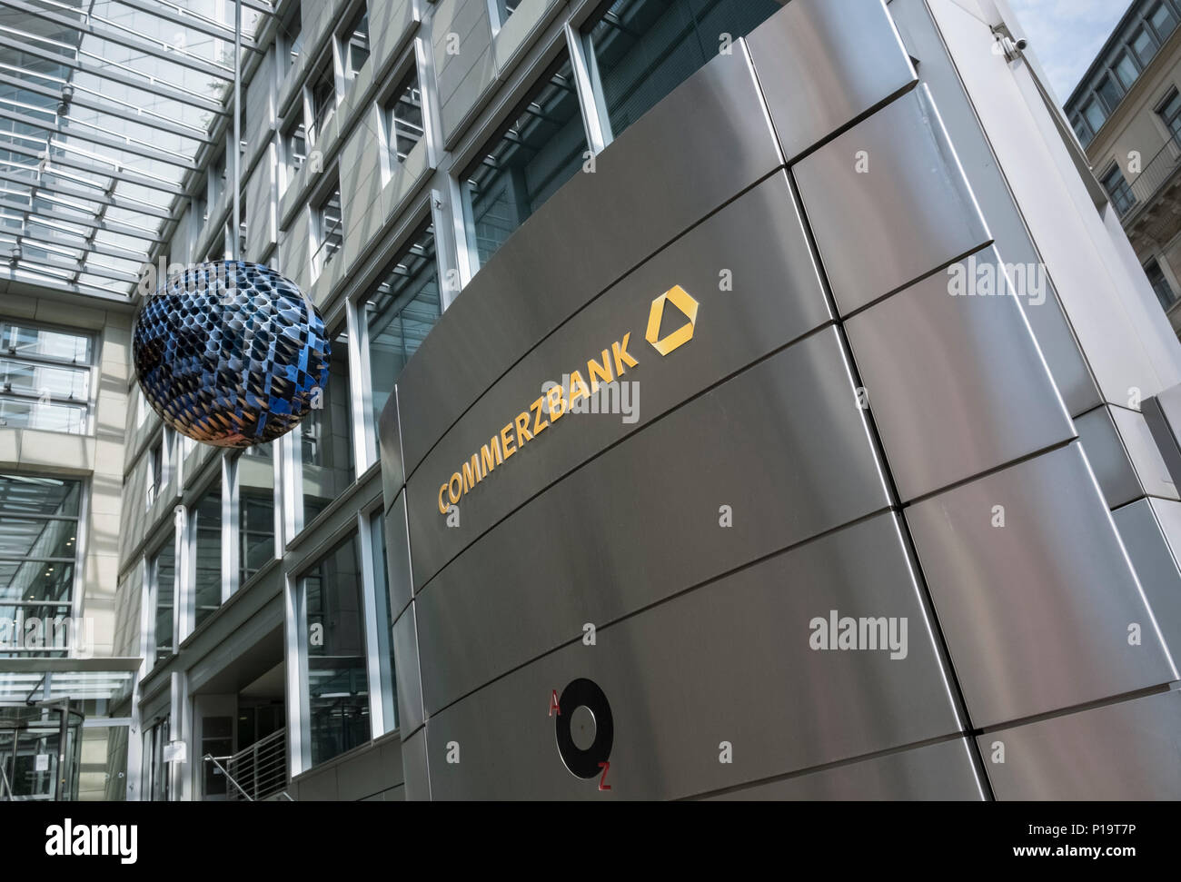L'entrée du bâtiment de la Commerzbank, Frankfurt am Main, Hesse, Allemagne Banque D'Images