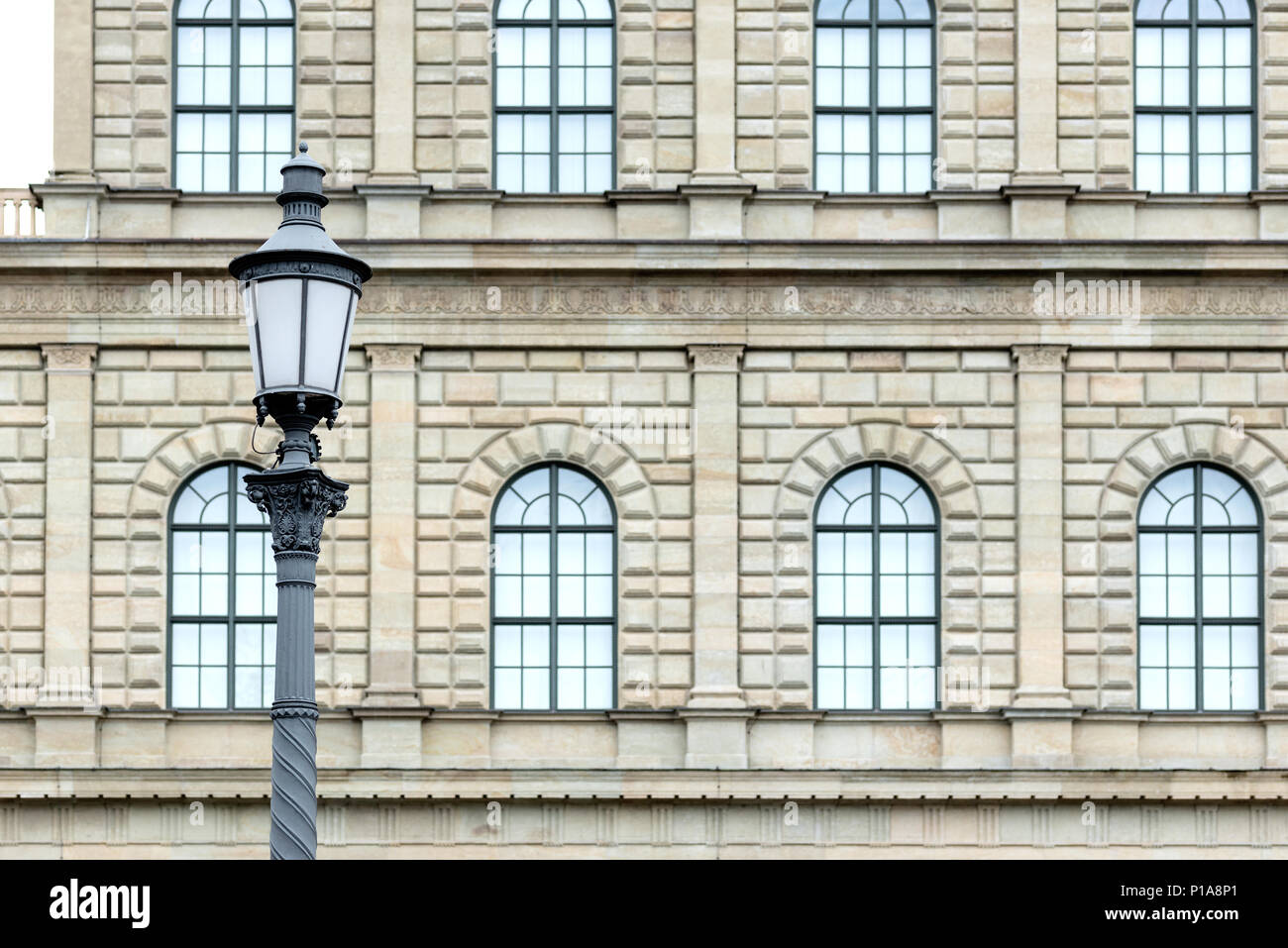 Munich, Allemagne, lanterne en face de la façade de la résidence de Munich Banque D'Images