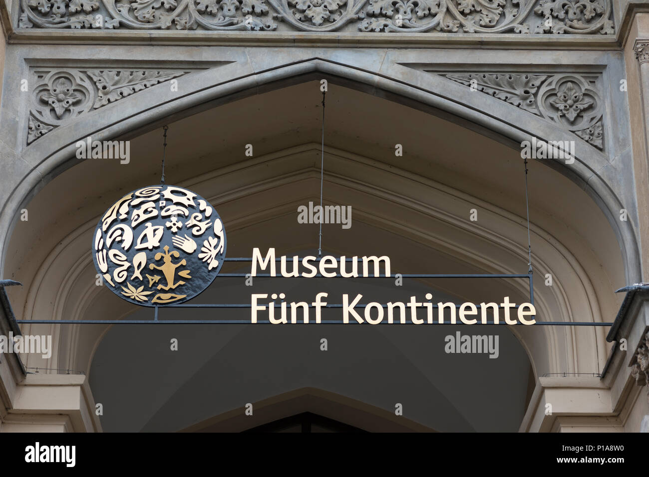 Munich, Allemagne, portail d'entrée du Musée Fuenf Continents Banque D'Images