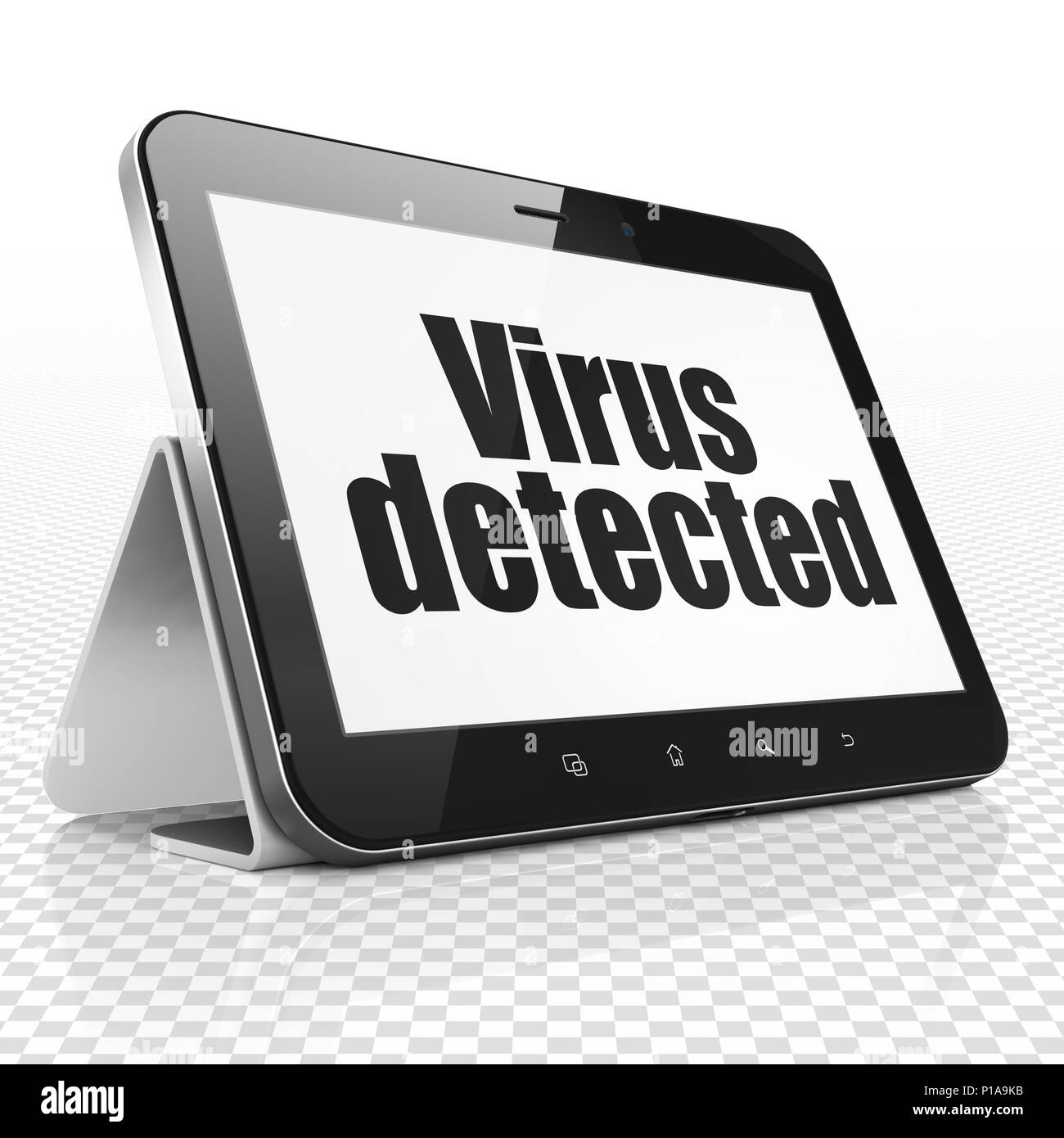 Concept de la vie privée : Tablet Computer with Virus détecté sur l'écran Banque D'Images