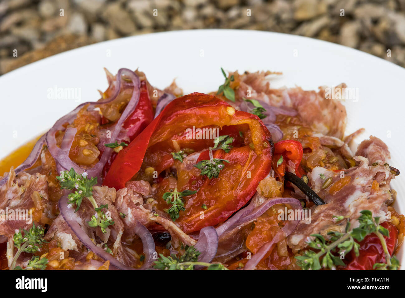 Finocchiona : fenouil rôti poivrons salami, romano et le thym. Banque D'Images