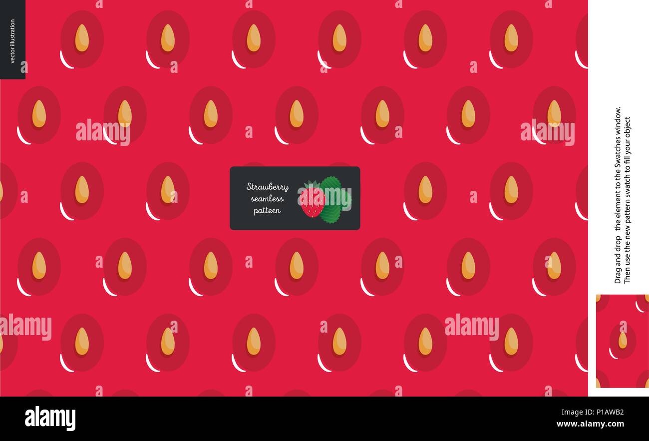 Les habitudes alimentaires, l'été - fruit, fraise, fraise texture peel  petite image au centre - un modèle homogène de la croûte aux fraises avec  peu de Wh Image Vectorielle Stock - Alamy