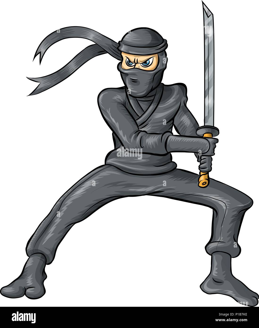 Dessin animé ninja isolé sur fond blanc Illustration de Vecteur