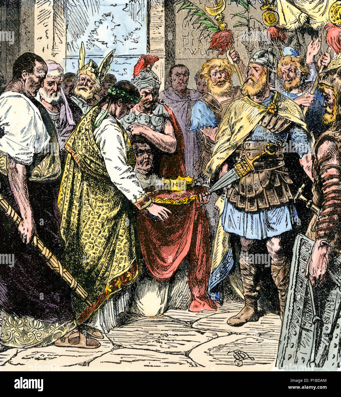 Odoacre oblige l'abdication de Romulus, le dernier empereur romain de l