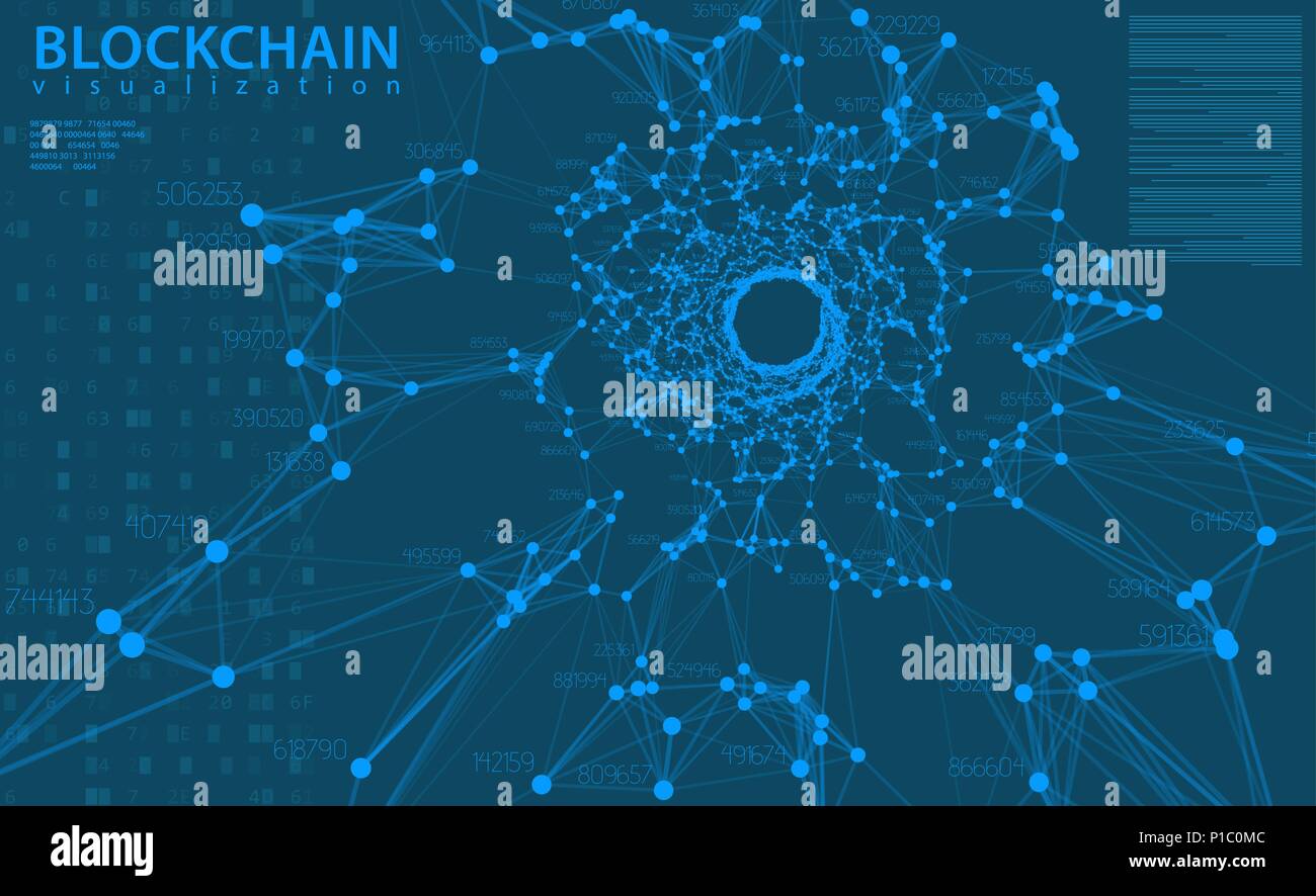 Le big data fond bleu vector illustration. Centre d'informations de la visualisation. La technologie numérique. Infographie futuriste. Esthétique Cyber Illustration de Vecteur