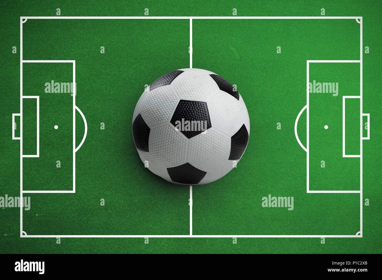 Image composite de football en cuir noir et blanc Banque D'Images
