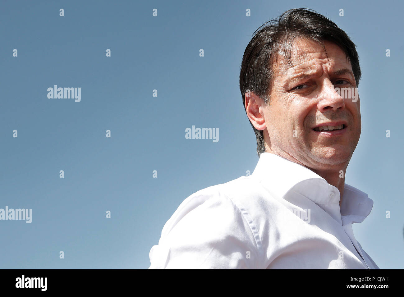 Giuseppe Conte Roma 11/06/2018. Il neo nominato Premier visita le zone colpite dal terremoto del 2016. Rome 11 juin. Le Premier ministre italien, visites des villages touchés par le tremblement de terre de 2016. Foto Samantha Insidefoto Zucchi Banque D'Images