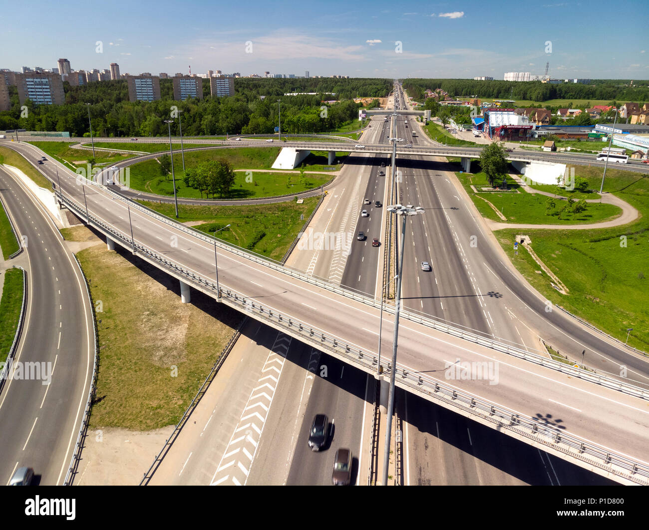 Moscou, Russie - 27 mai. 2018. Vue de dessus de la jonction de route sur la route de Leningrad en Khimki Banque D'Images