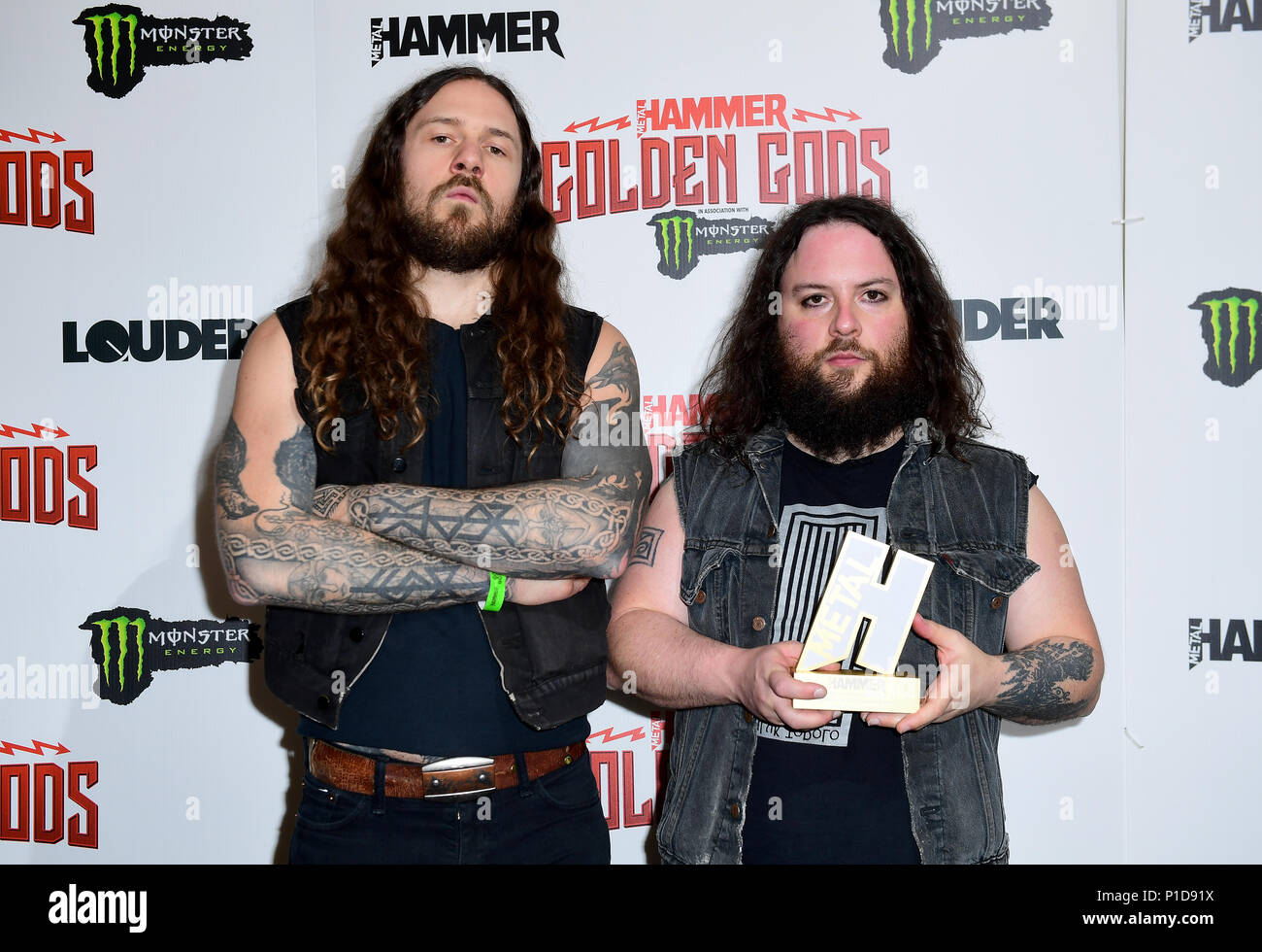 Les loups dans la salle du trône avec leurs meilleurs Underground Band award au Metal Hammer Golden Gods Awards 2018 tenue à l'indigo à l'O2 à Londres. Banque D'Images