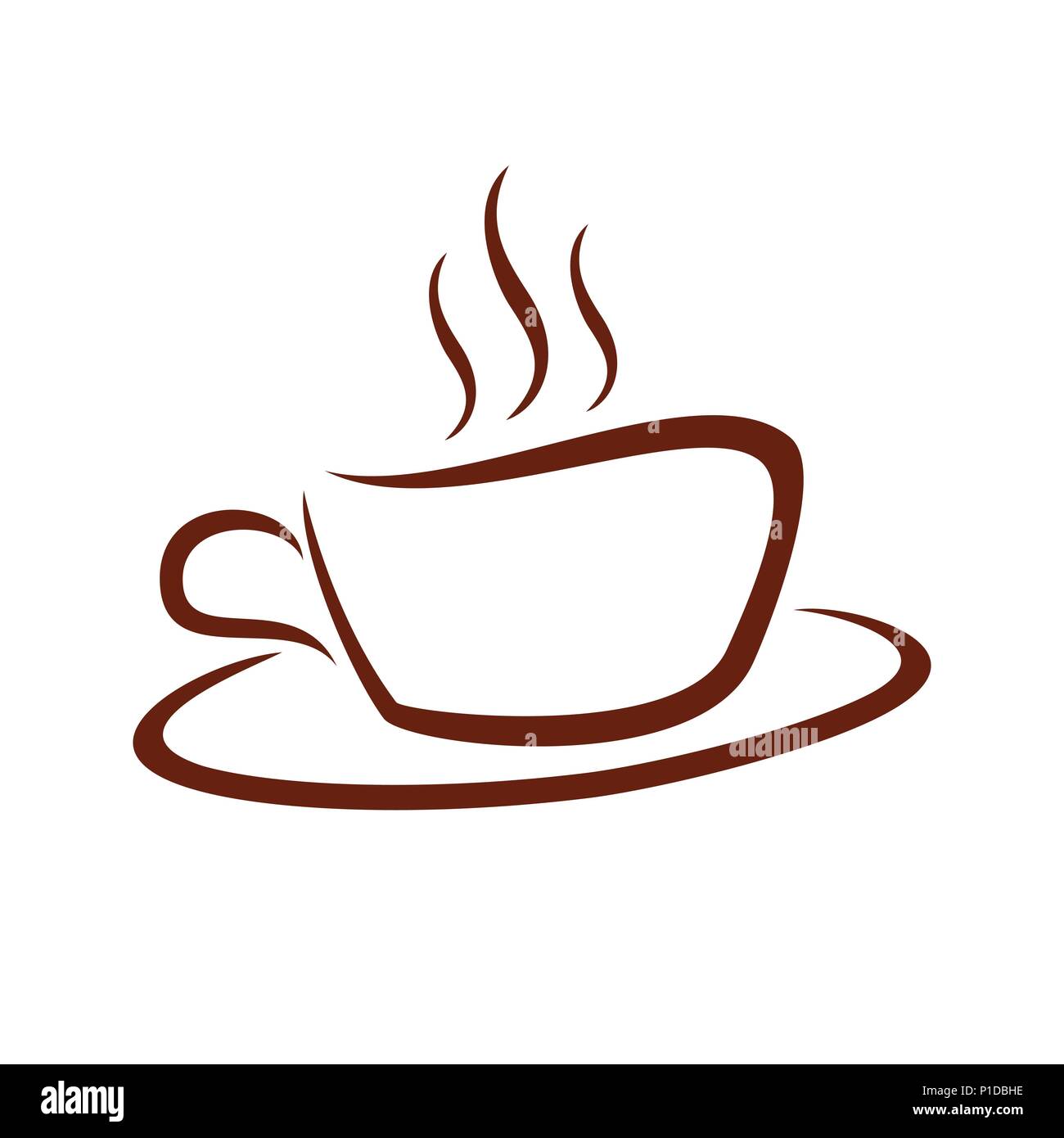 Cafe Café chaud tasse symbole vecteur d'Art de la ligne de la conception de logo graphique Illustration de Vecteur