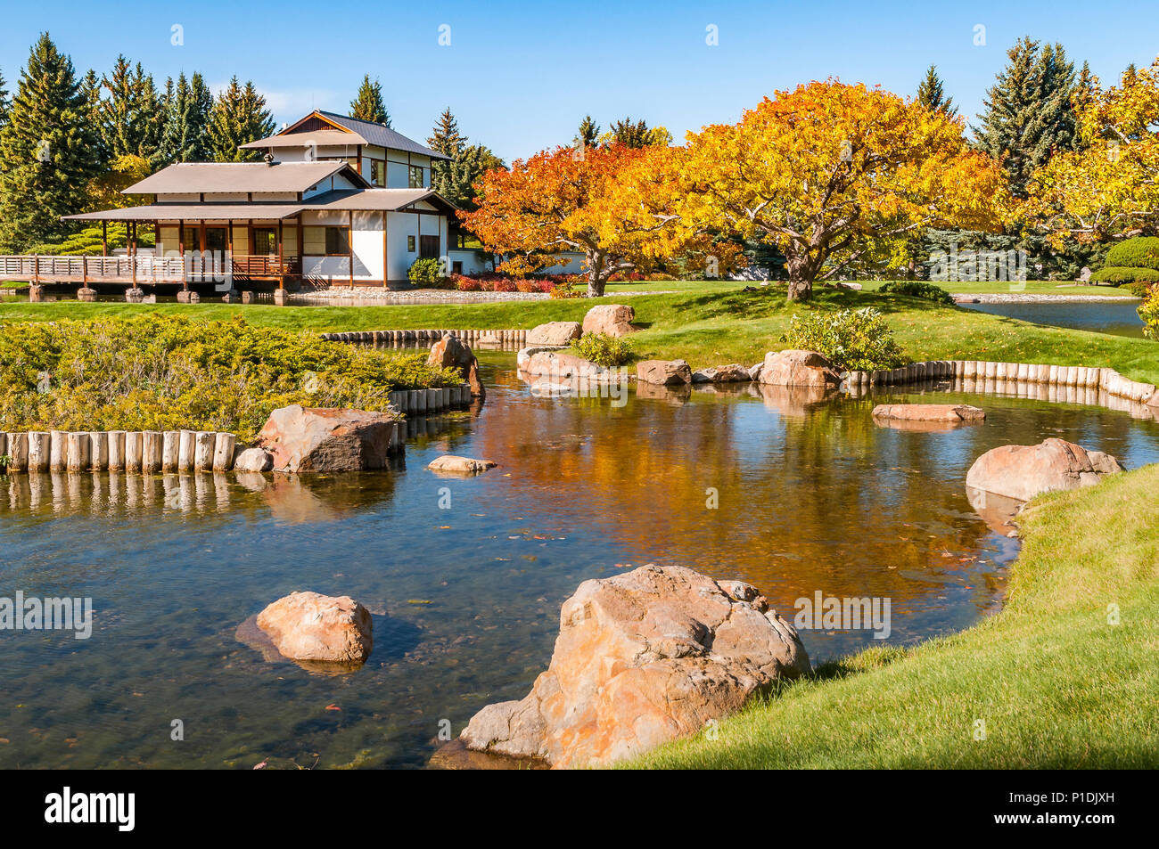 Jardin japonais Nikka Yuko, Lethbridge, Alberta Banque D'Images