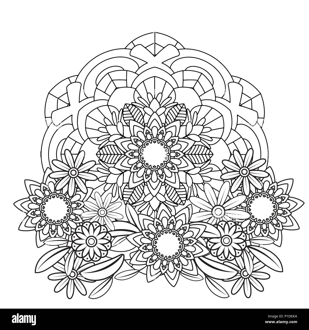 Coloriage Mandala Adulte Mandala Vintage Avec Feuille Fleurs Méditation  Mandala Vecteur par ©Fodorviola73 220475142