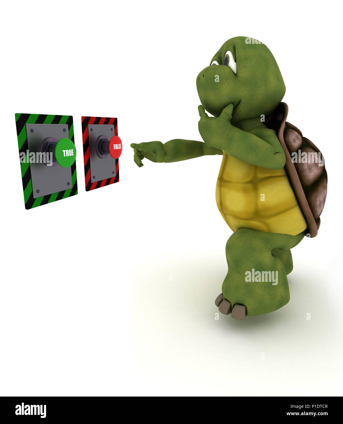 3D Render of a Tortue de décider quel bouton à pousser Banque D'Images