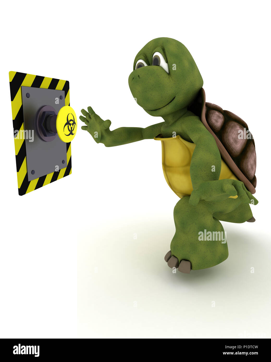 3D Render of a pousser un bouton Tortue Banque D'Images