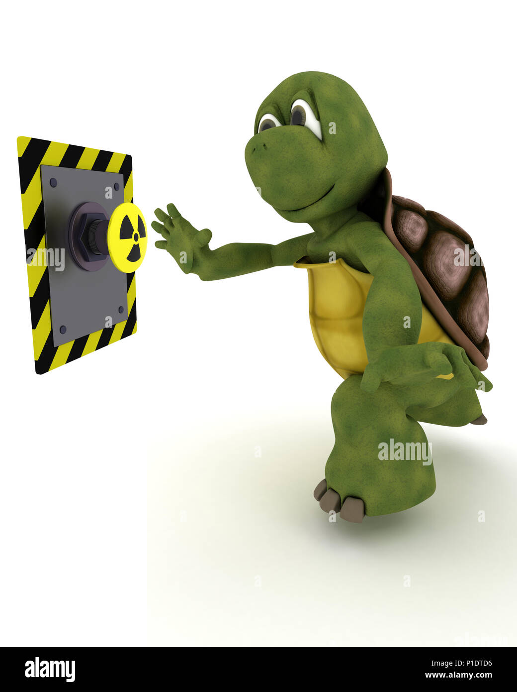 3D Render of a pousser un bouton Tortue Banque D'Images