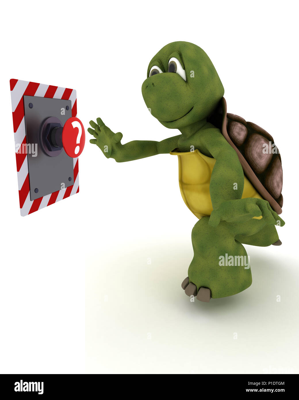 3D Render of a pousser un bouton Tortue Banque D'Images