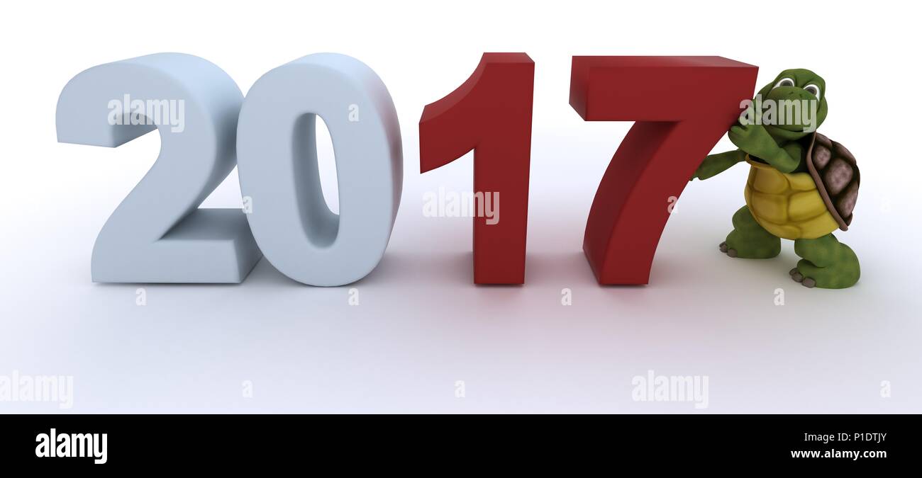 3D render of a new year 2017 tortue Banque D'Images