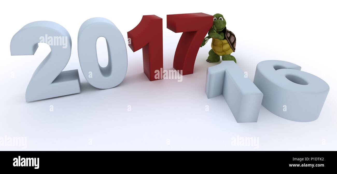 3D render of a new year 2017 tortue Banque D'Images
