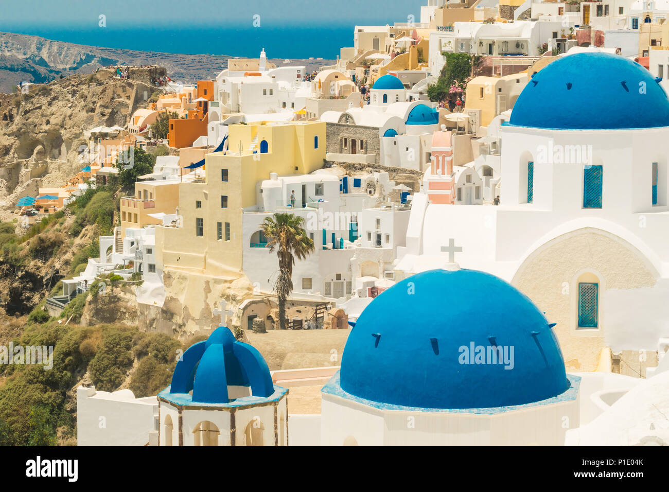 L'île de Santorin en Grèce. Vue panoramique. Destination touristique. Vacances d'été Banque D'Images