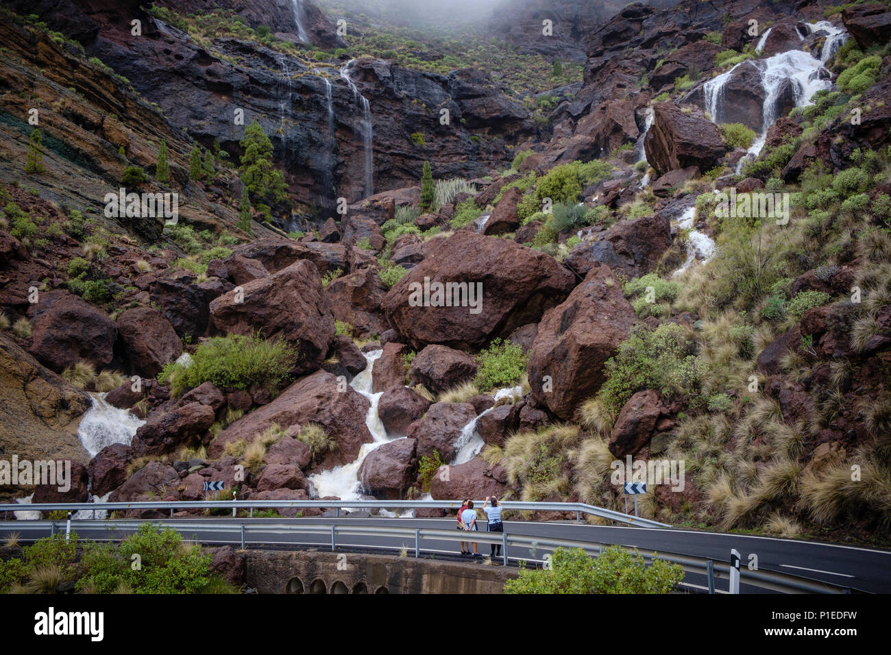 Après de fortes pluies, les cours d'eau gonflés Charco Azul, Gran Canaria, Îles Canaries, Espagne Banque D'Images