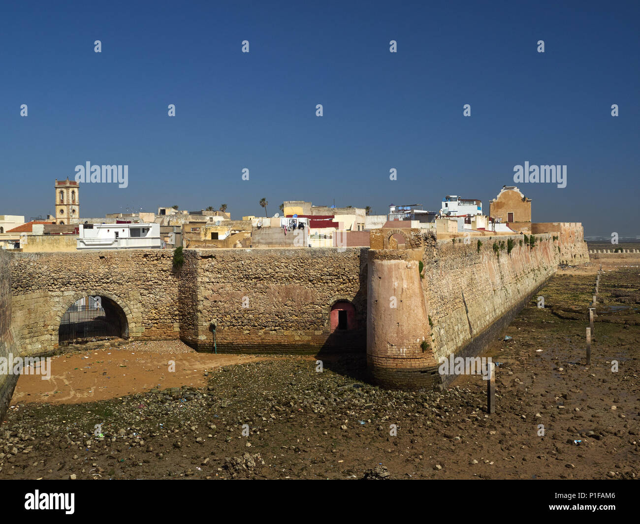 Fortress et forteresse portugaise mur medina El Jadida, Maroc. Banque D'Images