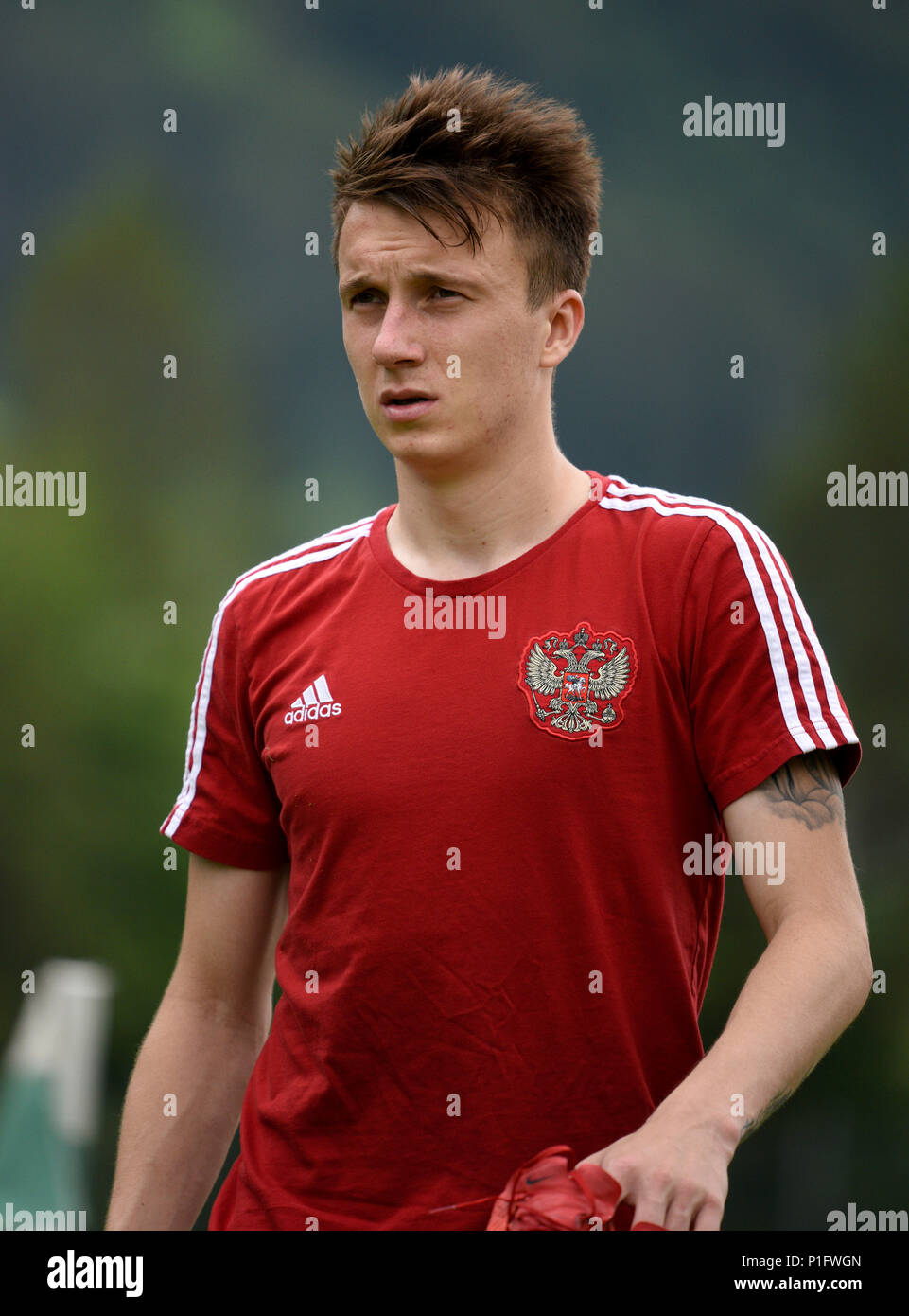 Neustift, Tyrol, Autriche - le 28 mai 2018. Joueur de football russe Alexandre Golovine au cours de camp d'entraînement à Neustift im Stubaital, Autriche. Banque D'Images