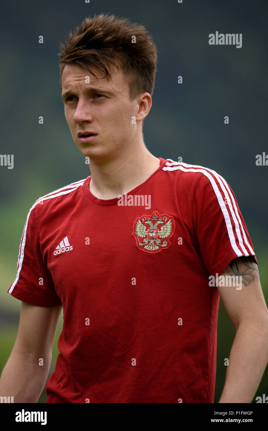 Neustift, Tyrol, Autriche - le 28 mai 2018. Joueur de football russe Alexandre Golovine au cours de camp d'entraînement à Neustift im Stubaital, Autriche. Banque D'Images