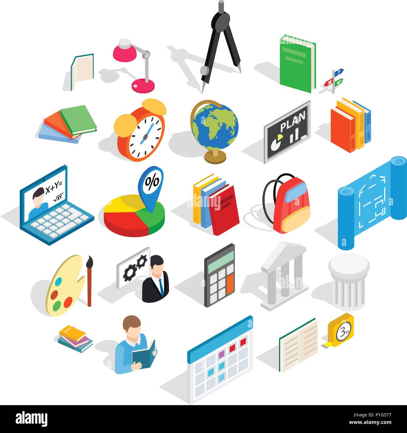 Enseignant icons set, style isométrique Illustration de Vecteur
