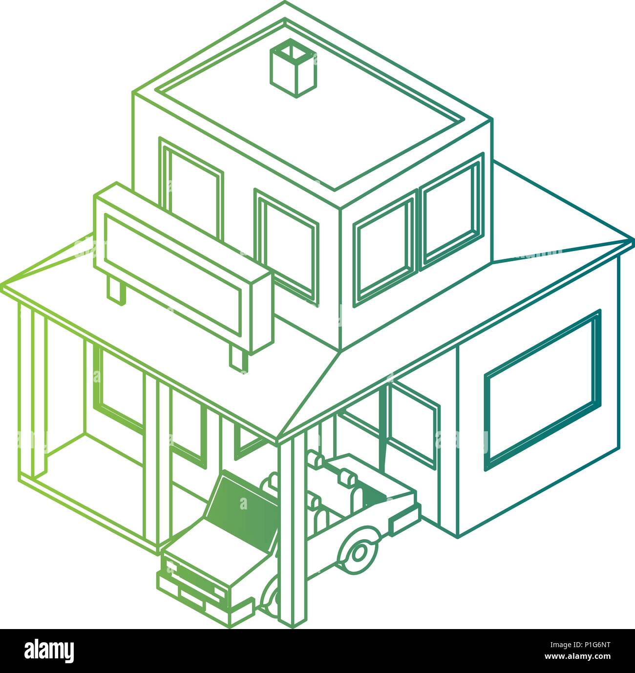 Maison avec parking extérieur icône isométrique Illustration de Vecteur