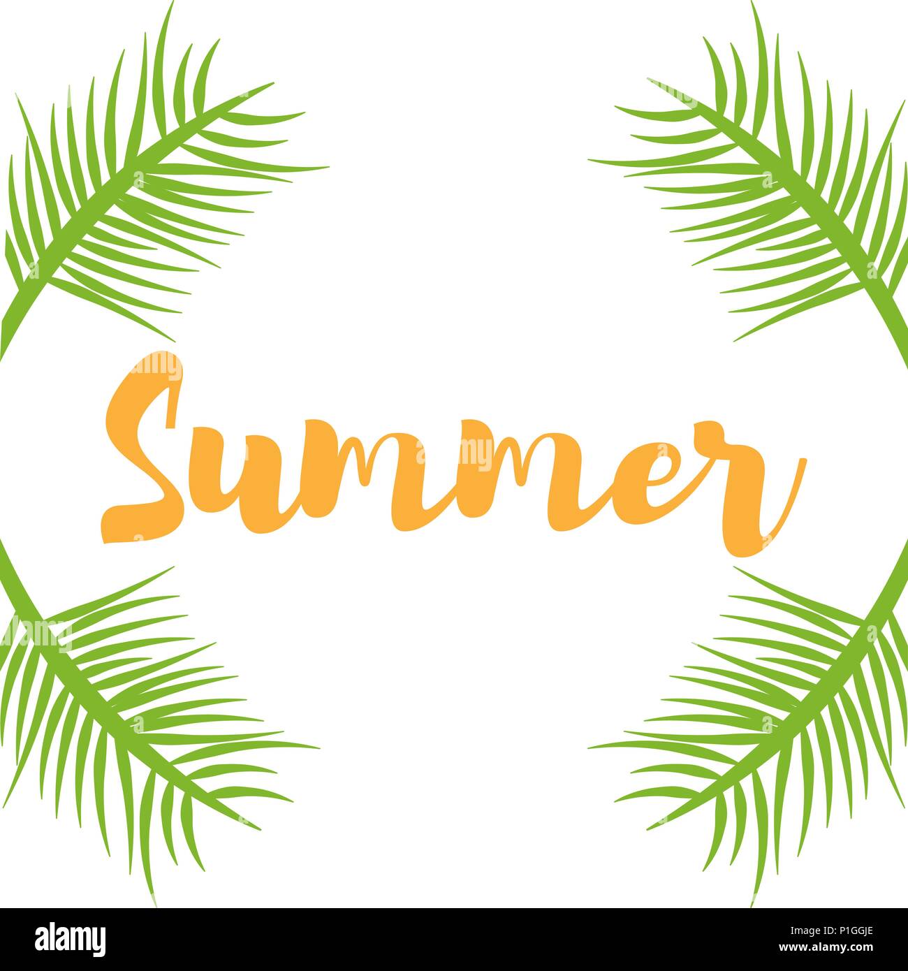 Branches de plantes vertes et de la place pour le texte de l'été Illustration de Vecteur