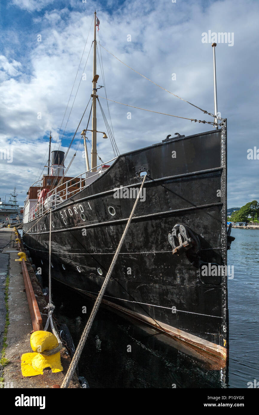 Proue de navire ancien combattant, ancien Stord coastal steamer 1 de Bergen, Norvège Banque D'Images